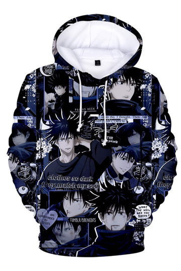 Anime Jujutsu Kaisen Guerra de Hechiceros Fushiguro Megumi Sudadera con Capucha Estampada Unisex